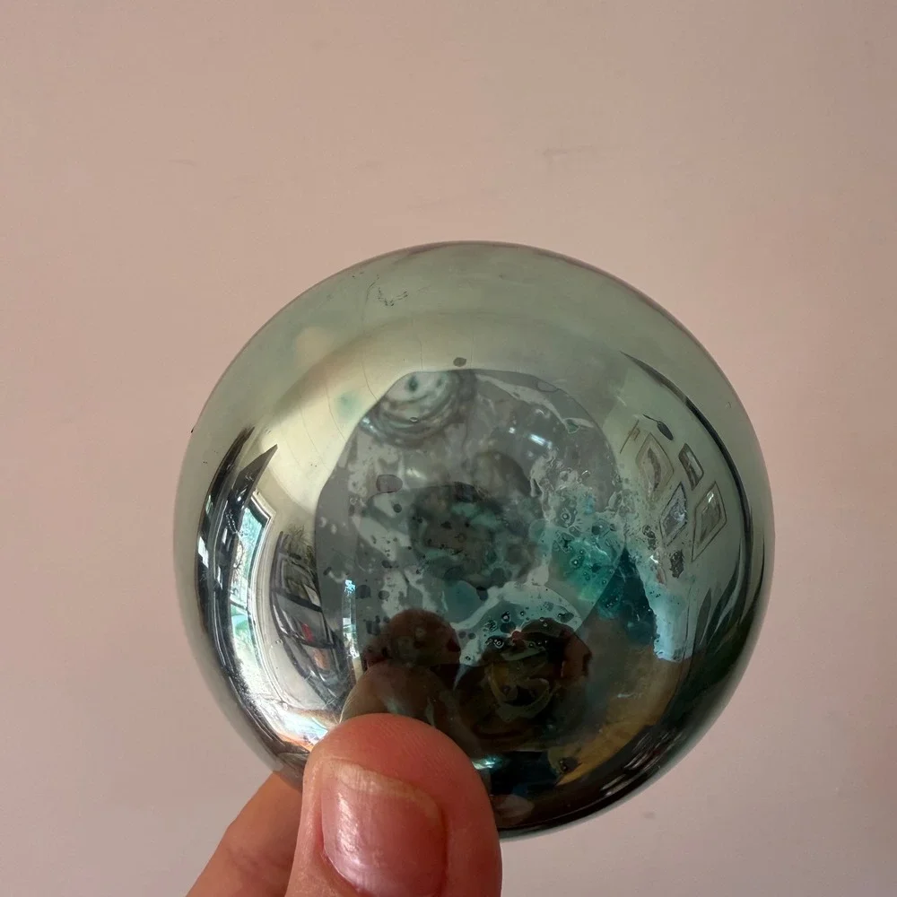 Vintage Style Aqua Blue Mercury Glass Teardrop Hanging Christmas Ornament Finial